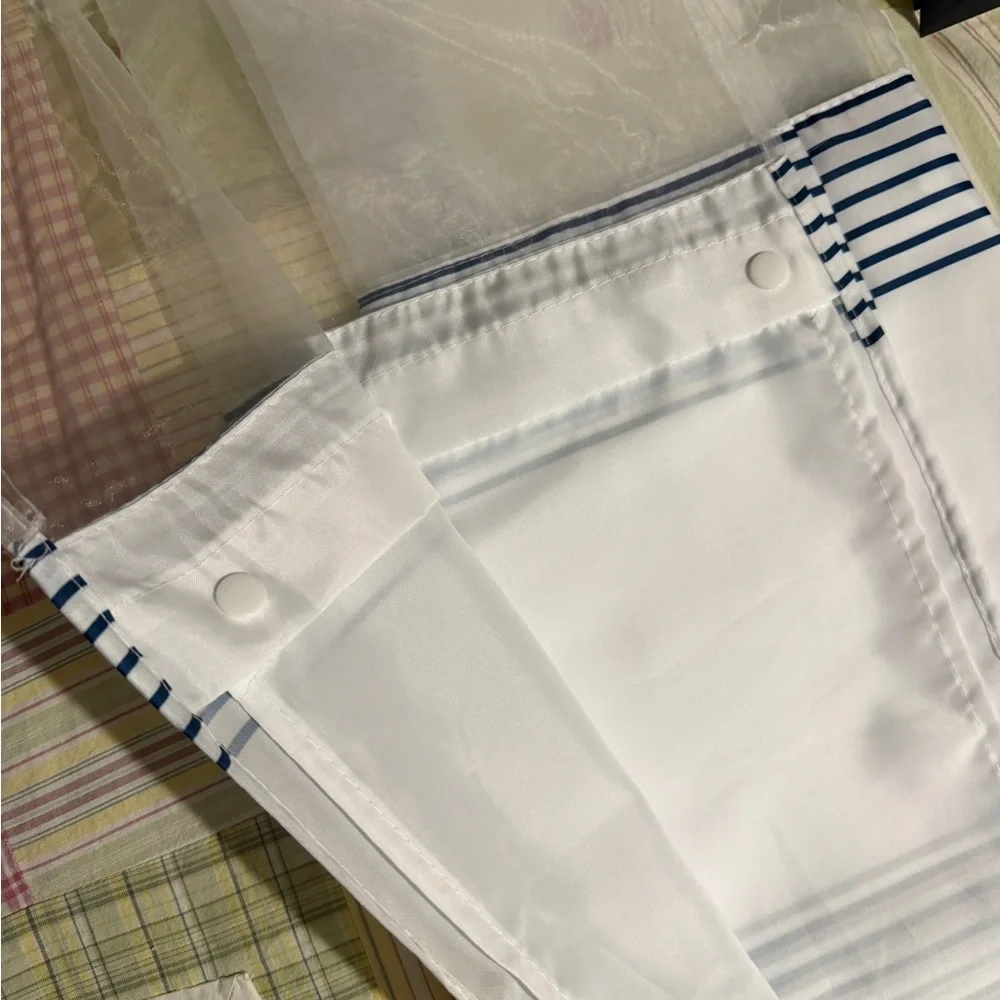 Navy and White Striped Shower Curtain‎ NEW